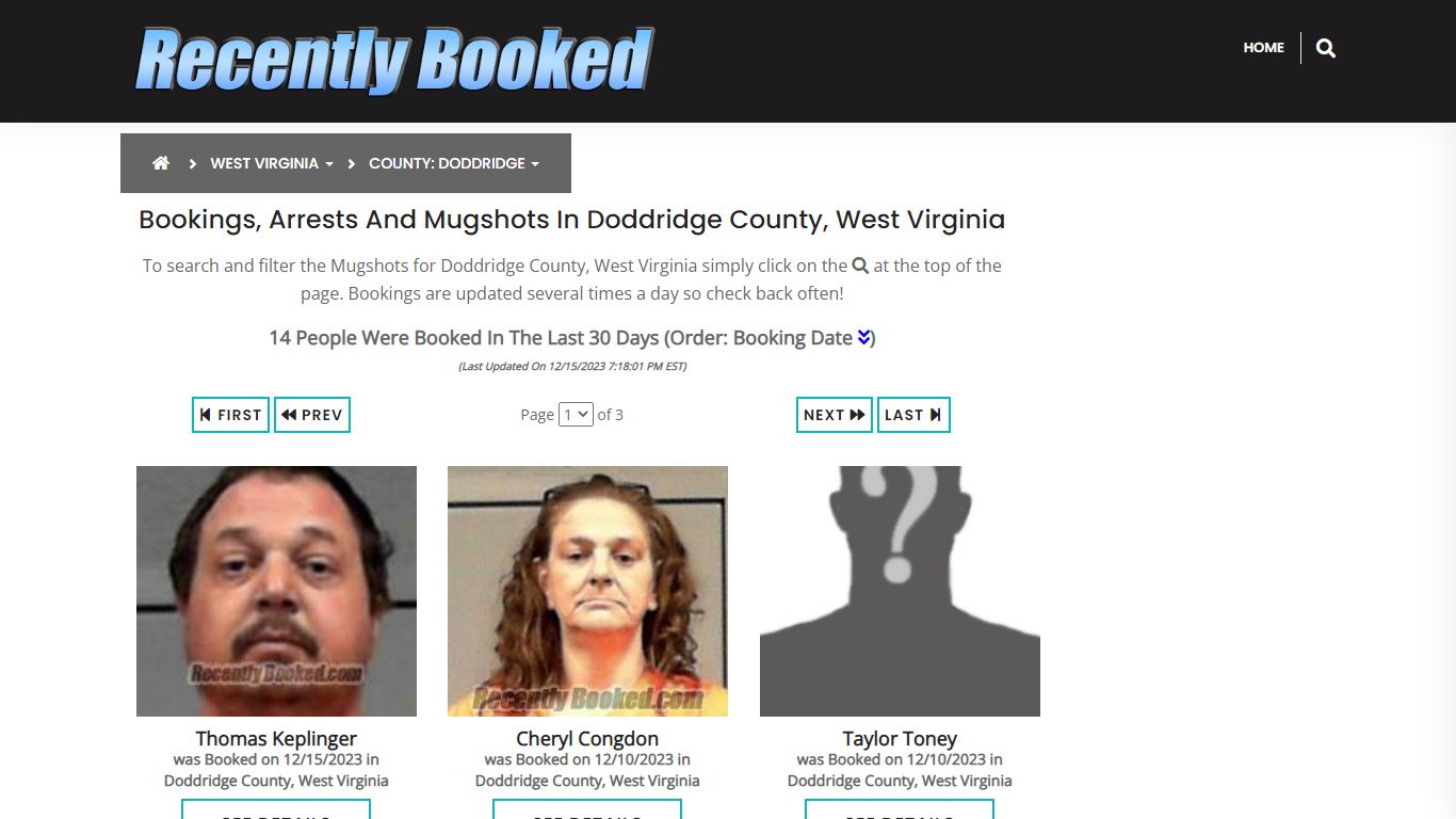 Bookings, Arrests and Mugshots in Doddridge County, West Virginia